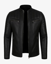 Piombino – Classic Black Moto Leather Jacket for Men